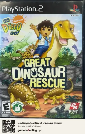 Go, Diego, Go! Great Dinosaur Rescue PlayStation 2, NTSC box front
