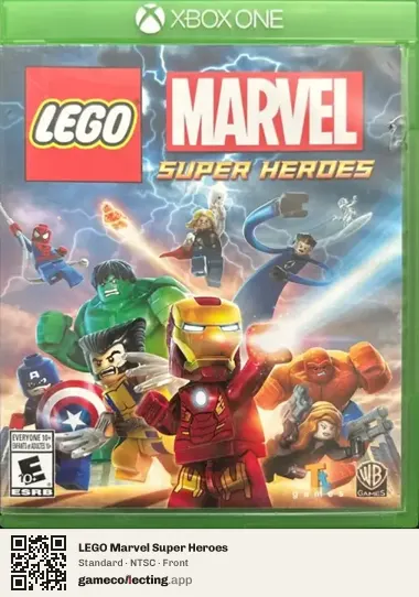 LEGO Marvel Super Heroes Xbox One, NTSC box front