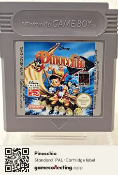 Pinocchio Game Boy, PAL cartridge label