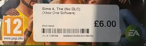The Sims 4, the PEGI square on its front