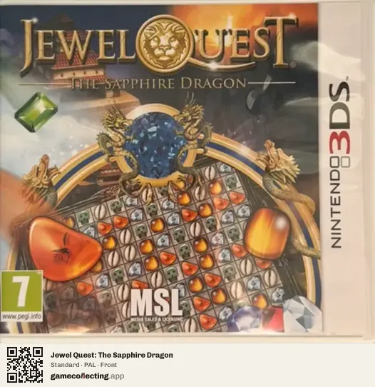 Jewel Quest: The Sapphire Dragon Nintendo 3DS, PAL box front