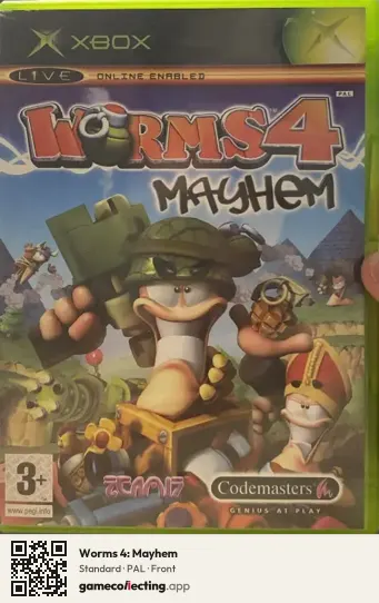 Worms 4: Mayhem Xbox, PAL box front