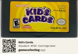 Kid's Cards Game Boy Advance, NTSC cartridge label