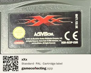 xXx Game Boy Advance, PAL cartridge label