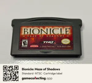 Bionicle: Maze of Shadows Game Boy Advance, NTSC cartridge label