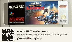 Contra III: The Alien Wars Super Nintendo Entertainment System, PAL cartridge label