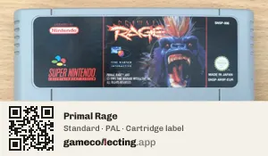 Primal Rage Super Nintendo Entertainment System, PAL cartridge label