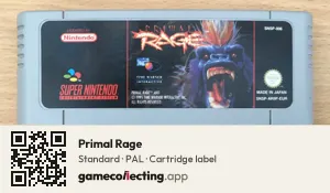 Primal Rage Super Nintendo Entertainment System, PAL cartridge label
