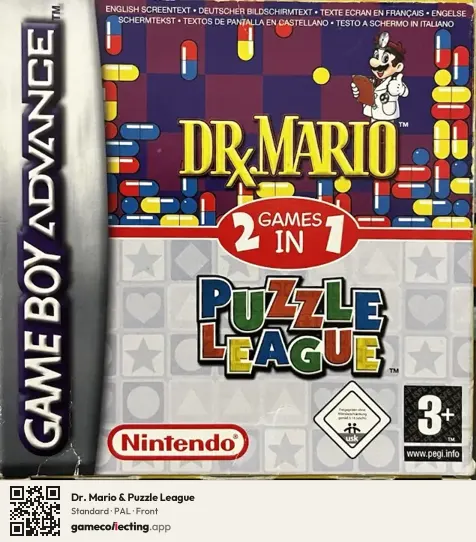 Dr. Mario & Puzzle League Game Boy Advance, PAL box front
