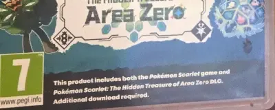 Pokémon Scarlet, the PEGI square on its front