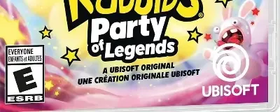 Rabbids: Party of Legends, the ESRB box on its front