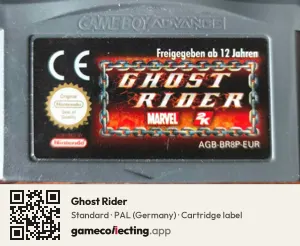 Ghost Rider Game Boy Advance, PAL cartridge label