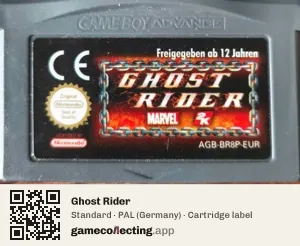 Ghost Rider Game Boy Advance, PAL cartridge label
