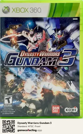 Dynasty Warriors: Gundam 3 Xbox 360, NTSC box front