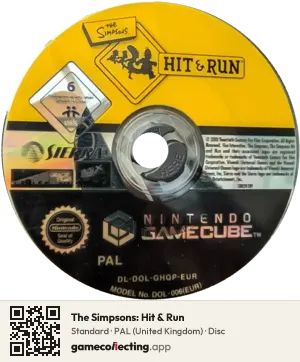 The Simpsons: Hit & Run Nintendo GameCube, PAL disc
