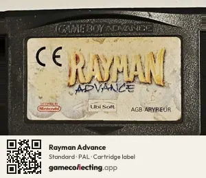 Rayman Advance Game Boy Advance, PAL cartridge label