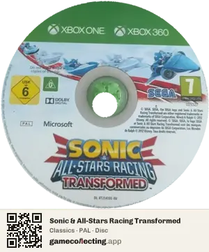 Sonic & All-Stars Racing Transformed Xbox 360, PAL disc