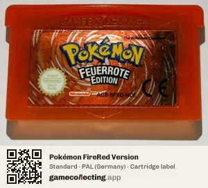 Pokémon FireRed Version Game Boy Advance, PAL cartridge label