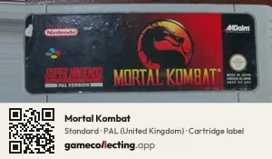 Mortal Kombat Super Nintendo Entertainment System, PAL cartridge label
