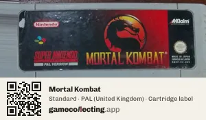 Mortal Kombat Super Nintendo Entertainment System, PAL cartridge label