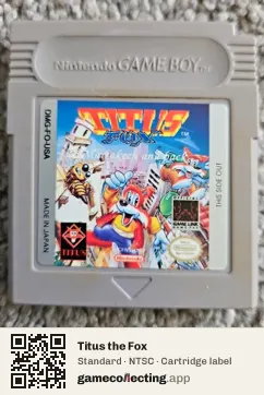 Titus the Fox Game Boy, NTSC cartridge label