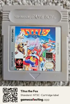 Titus the Fox Game Boy, NTSC cartridge label