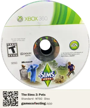 The Sims 3: Pets Xbox 360, NTSC disc
