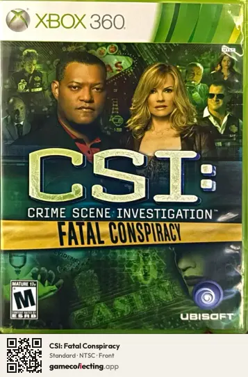 CSI: Fatal Conspiracy Xbox 360, NTSC box front
