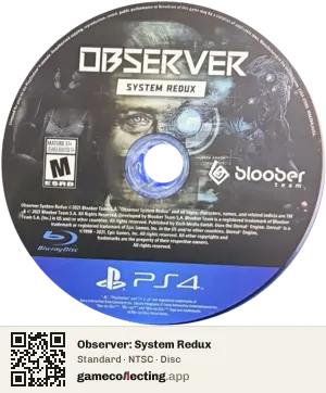 Observer: System Redux PlayStation 4, NTSC disc