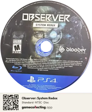 Observer: System Redux PlayStation 4, NTSC disc