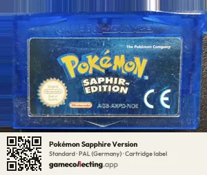 Pokémon Sapphire Version Game Boy Advance, PAL cartridge label