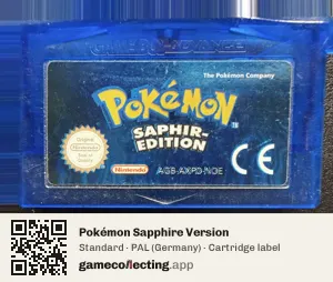 Pokémon Sapphire Version Game Boy Advance, PAL cartridge label