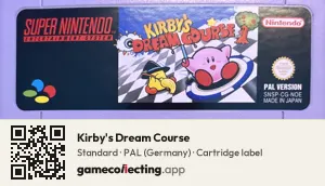 Kirby's Dream Course Super Nintendo Entertainment System, PAL cartridge label