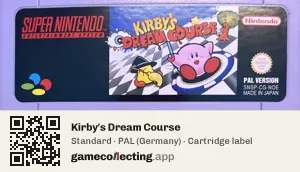 Kirby's Dream Course Super Nintendo Entertainment System, PAL cartridge label