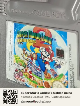 Super Mario Land 2: 6 Golden Coins Game Boy, PAL cartridge label