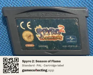 Spyro 2: Season of Flame Game Boy Advance, PAL cartridge label