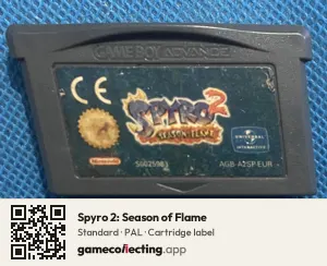 Spyro 2: Season of Flame Game Boy Advance, PAL cartridge label