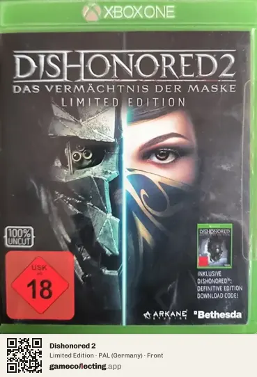 Dishonored 2 Xbox One, Germany box front