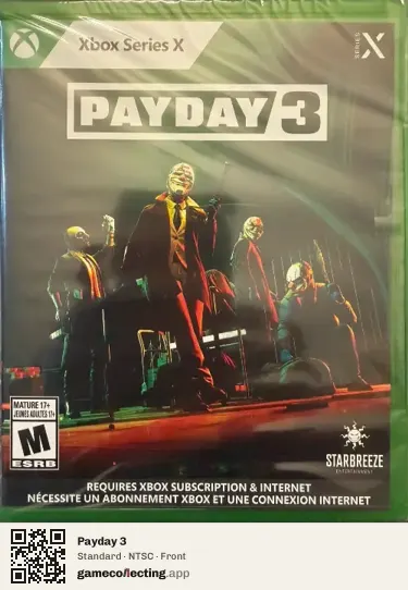 Payday 3 Xbox Series X, NTSC box front