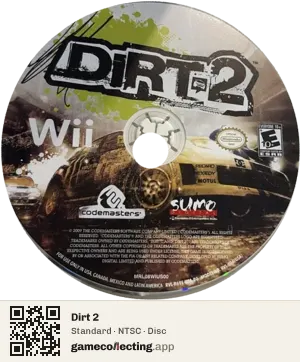 Dirt 2 Nintendo Wii, NTSC disc
