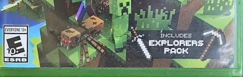 Minecraft, the ESRB box on its front