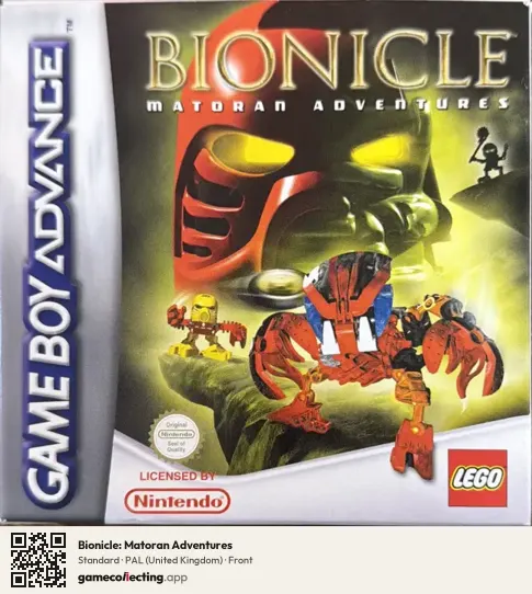 Bionicle: Matoran Adventures Game Boy Advance, United Kingdom box front