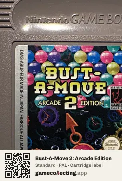 Bust-A-Move 2: Arcade Edition Game Boy, PAL cartridge label