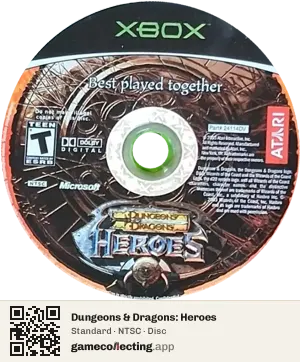Dungeons & Dragons: Heroes Xbox, NTSC disc