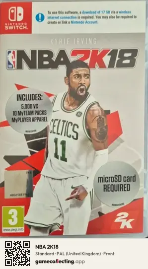 NBA 2K18 Nintendo Switch, United Kingdom box front