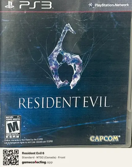Resident Evil 6 PlayStation 3, Canada box front