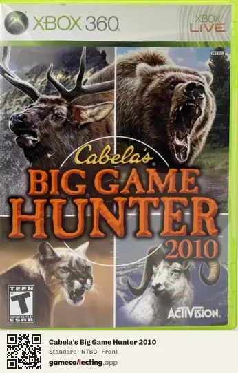 Cabela's Big Game Hunter 2010 Xbox 360, NTSC box front