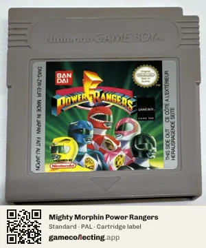 Mighty Morphin Power Rangers Game Boy, PAL cartridge label