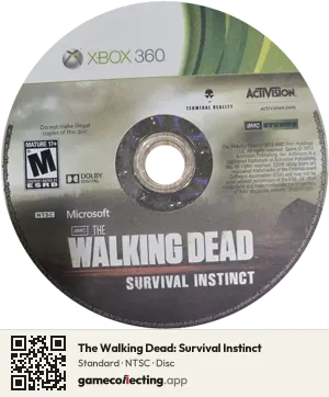 The Walking Dead: Survival Instinct Xbox 360, NTSC disc