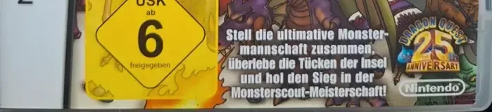 Dragon Quest Monsters: Joker 2, the USK square on its front
